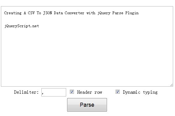 Creating A Csv To Json Data Converter With Jquery Parse Plugin | Free Jquery  Plugins