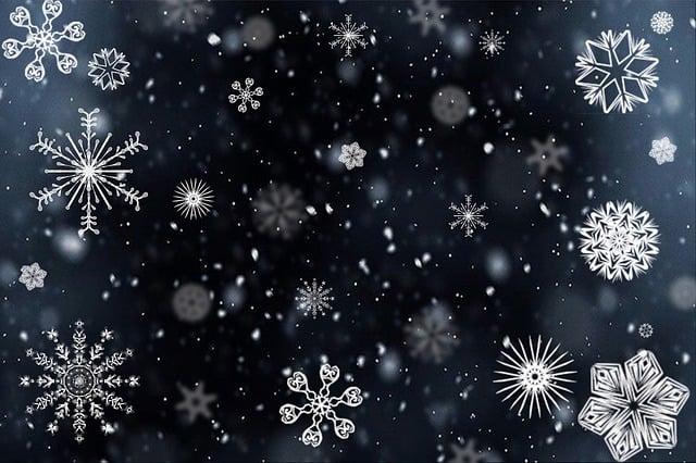 Falling Snow In Different Shapes. Christmas Snow With Snowflakes