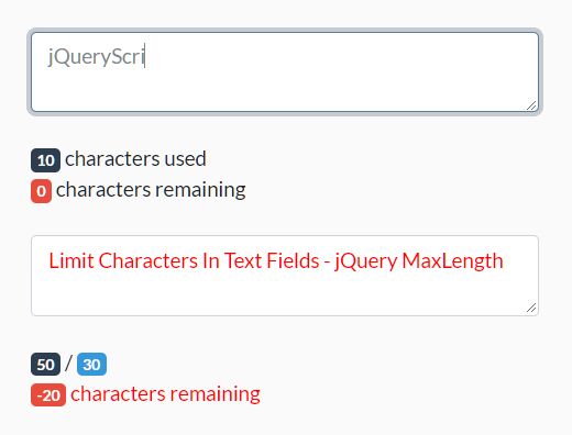 text box online with character limit